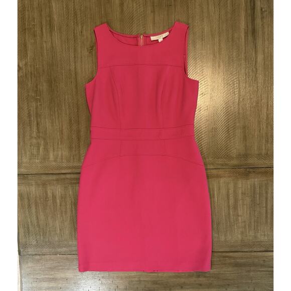 Ann Taylor LOFT Hot Pink Classic Modern Sleeveless Sheath Dress Women’s Size 6 - Picture 11 of 13